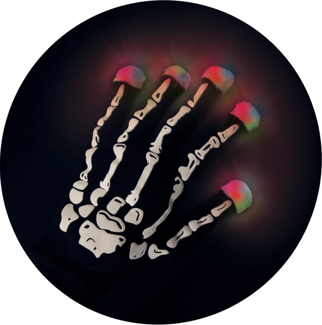 Toi-Toys Handschoenen Skeletprint Zwart - LED-lichtjes
