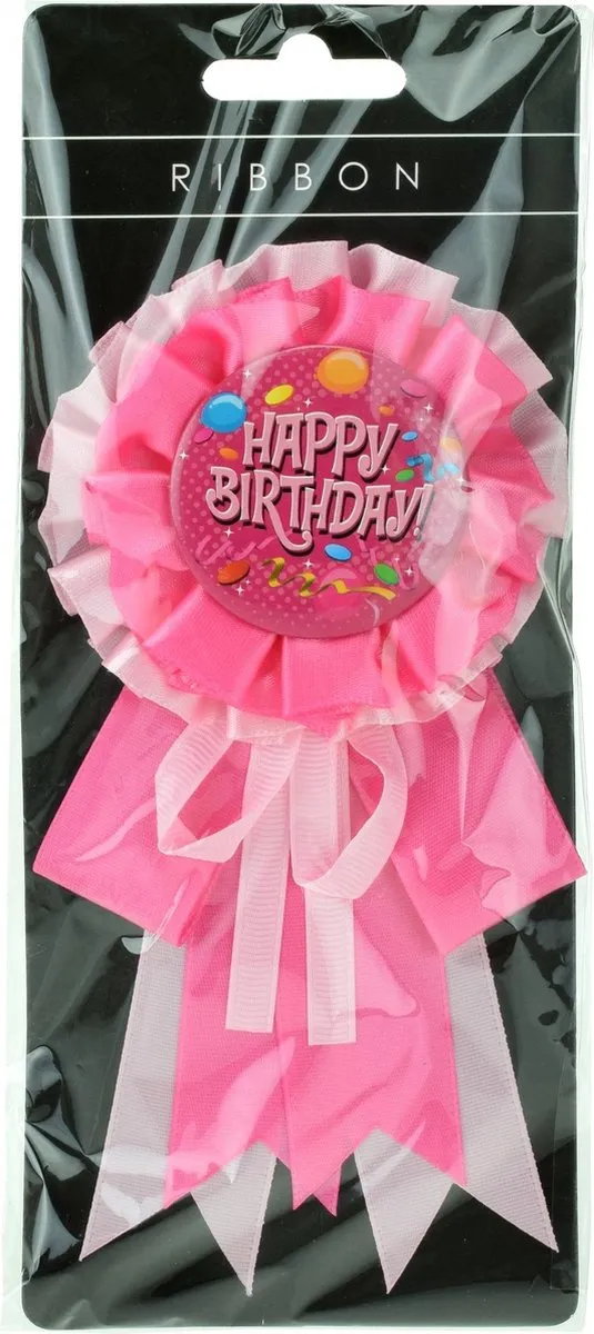 Toi-Toys Rozet Happy Birthday Roze 16cm