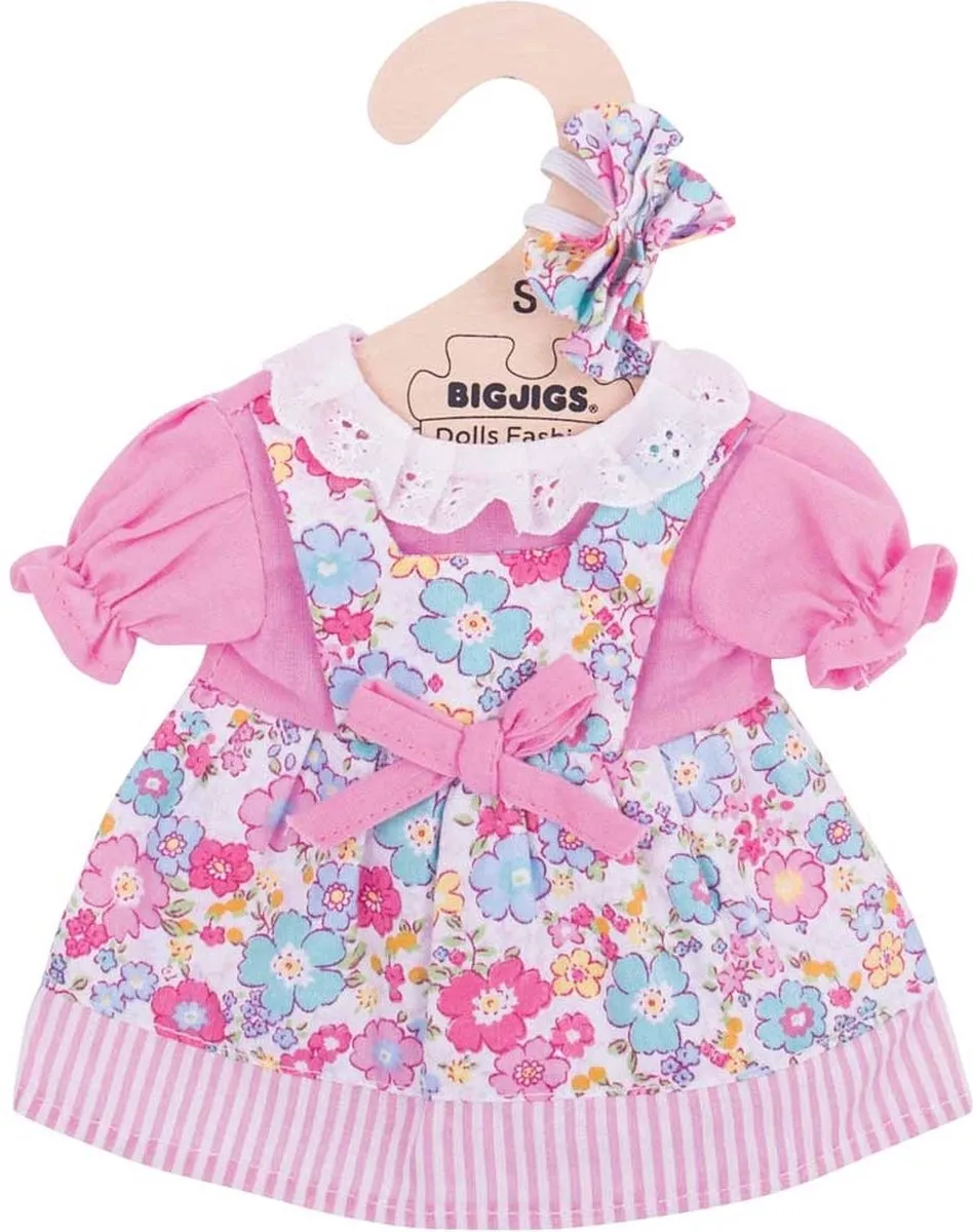 BIGJIGS Poppenkleren Bloemenjurk Roze