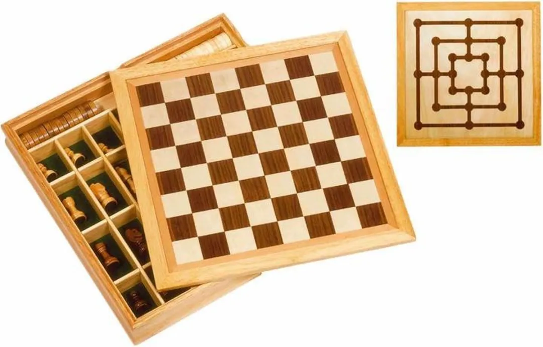Goki GK56953 Schaakspel & Molenspel Hout - 2 Spelers