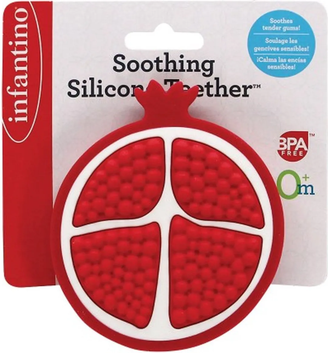 Infantino Soothing Siliconen Teether Granaatappel - Rood/Wit
