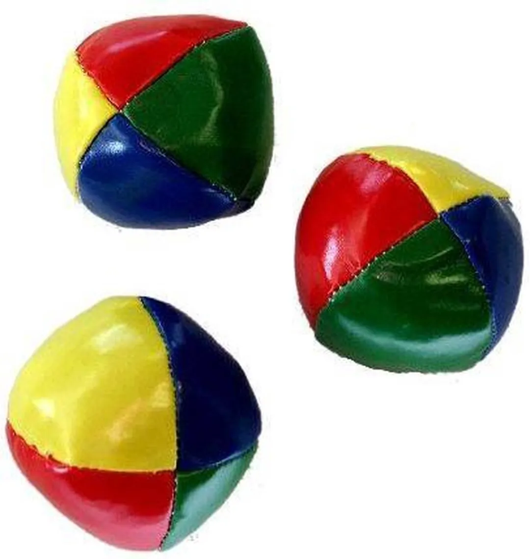 Jongleerballen Groot 2,5" – Vierkleurig (Blauw, Rood, Geel, Groen) – Set in Transparante Koker – Jongleer- & Goochelspel – Engelhart