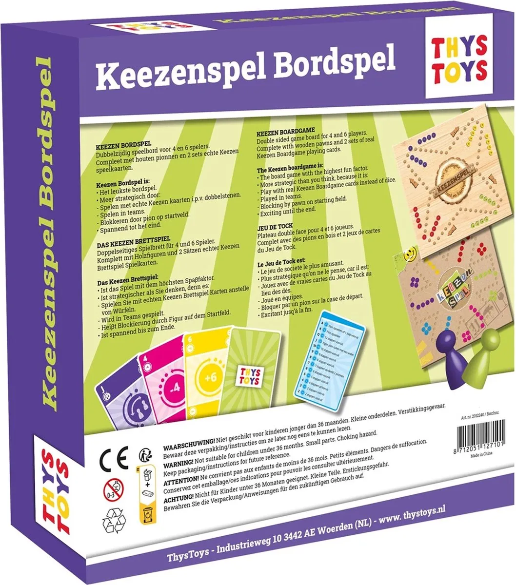 ThysToys Keezen Bordspel 95355 - Dubbelzijdig - 2-6 Spelers