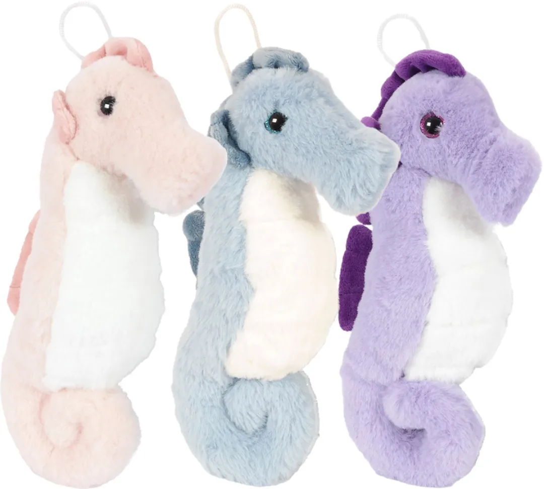 PIA Soft Toys Pluche Zeepaardjes - 3 Stuks 24cm - Roze/Blauw/Paars