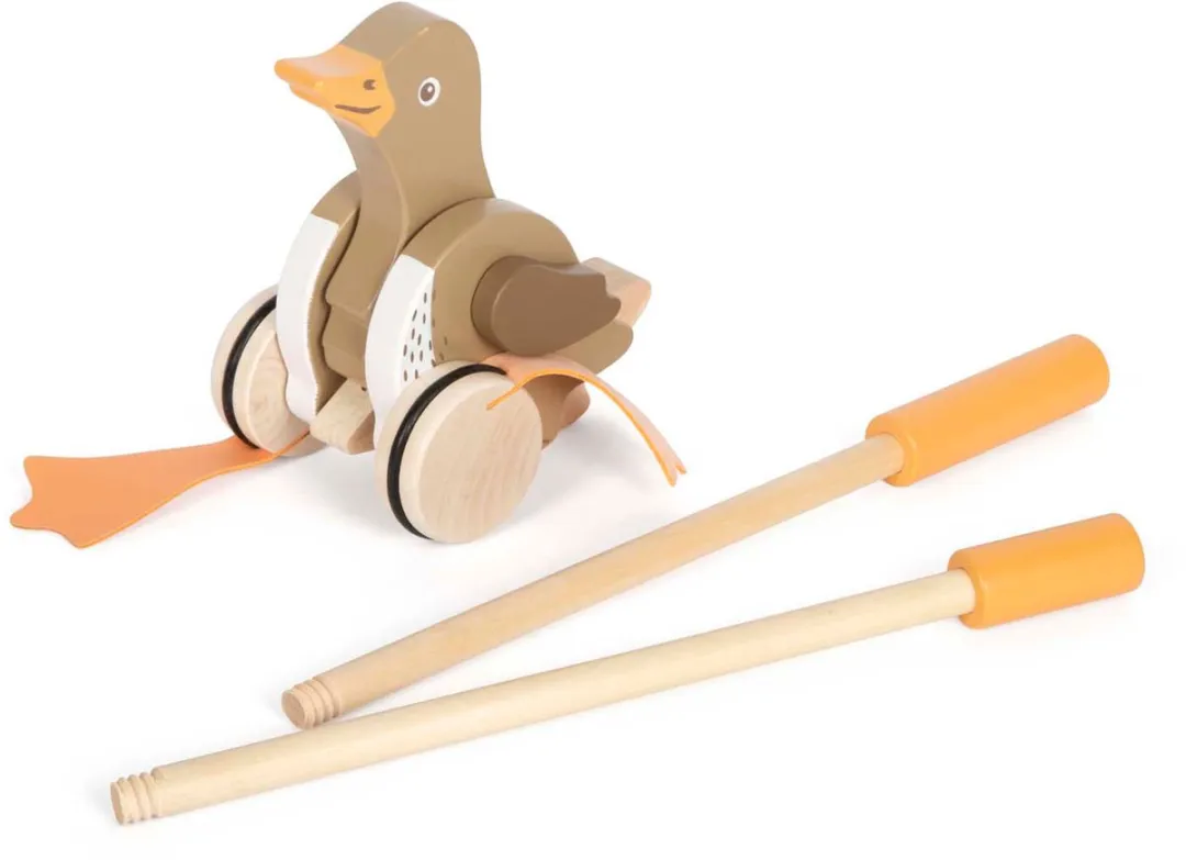 Small Foot Houten Duwfiguur Eend met Bewegende Kop - Multi