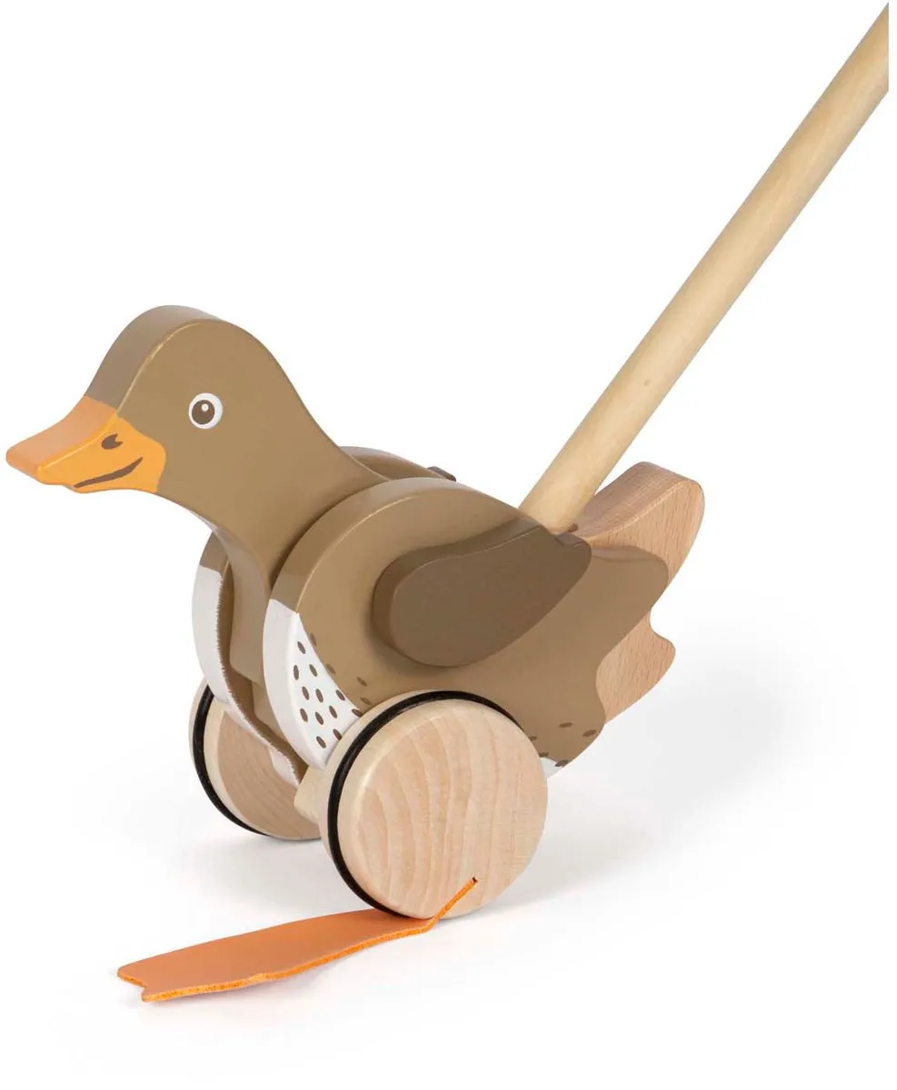 Small Foot Houten Duwfiguur Eend met Bewegende Kop - Multi - afbeelding 6 van 6