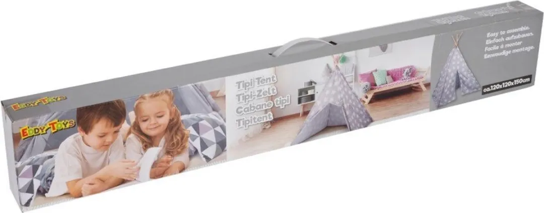 Eddy Toys Tipi Tent Mini Speelhuisje - Grijs & Wit