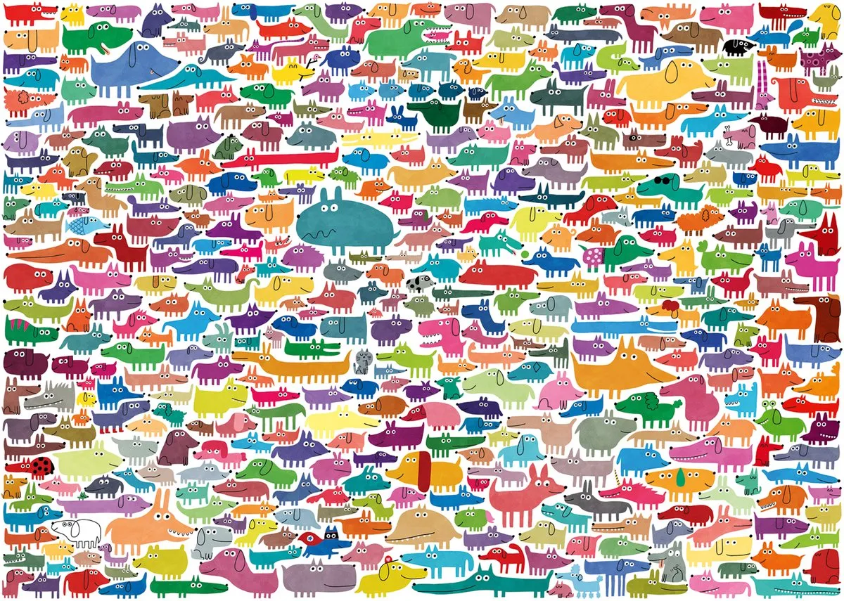 Ravensburger 387 Honden & Één Kat Legpuzzel 1000 Stuks - Meerkleurig