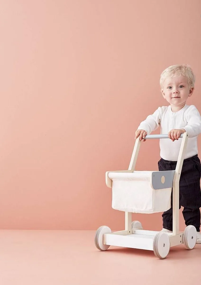 Kids Concept Houten Winkelwagen - Blauw/Grijs
