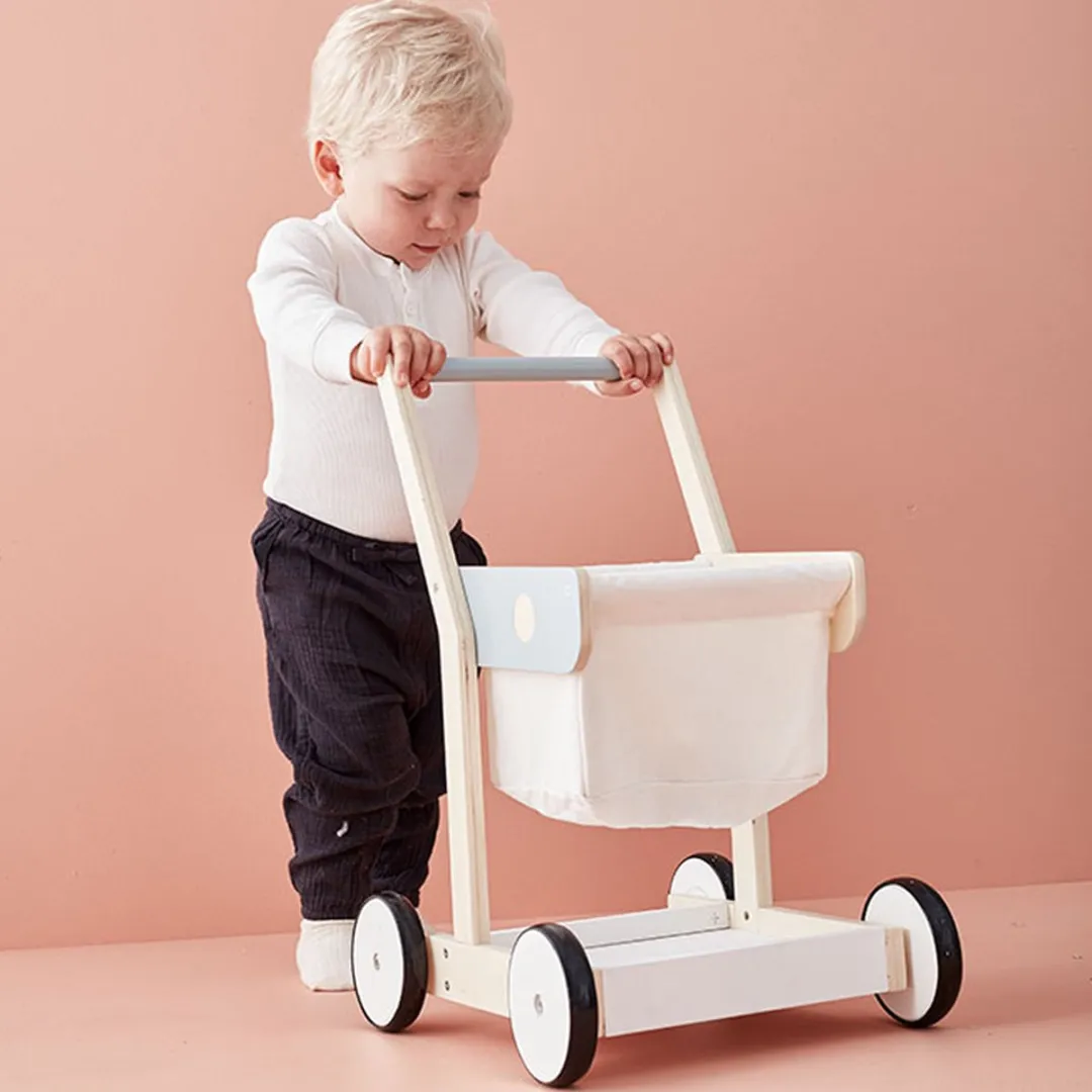 Kids Concept Houten Winkelwagen - Blauw/Grijs