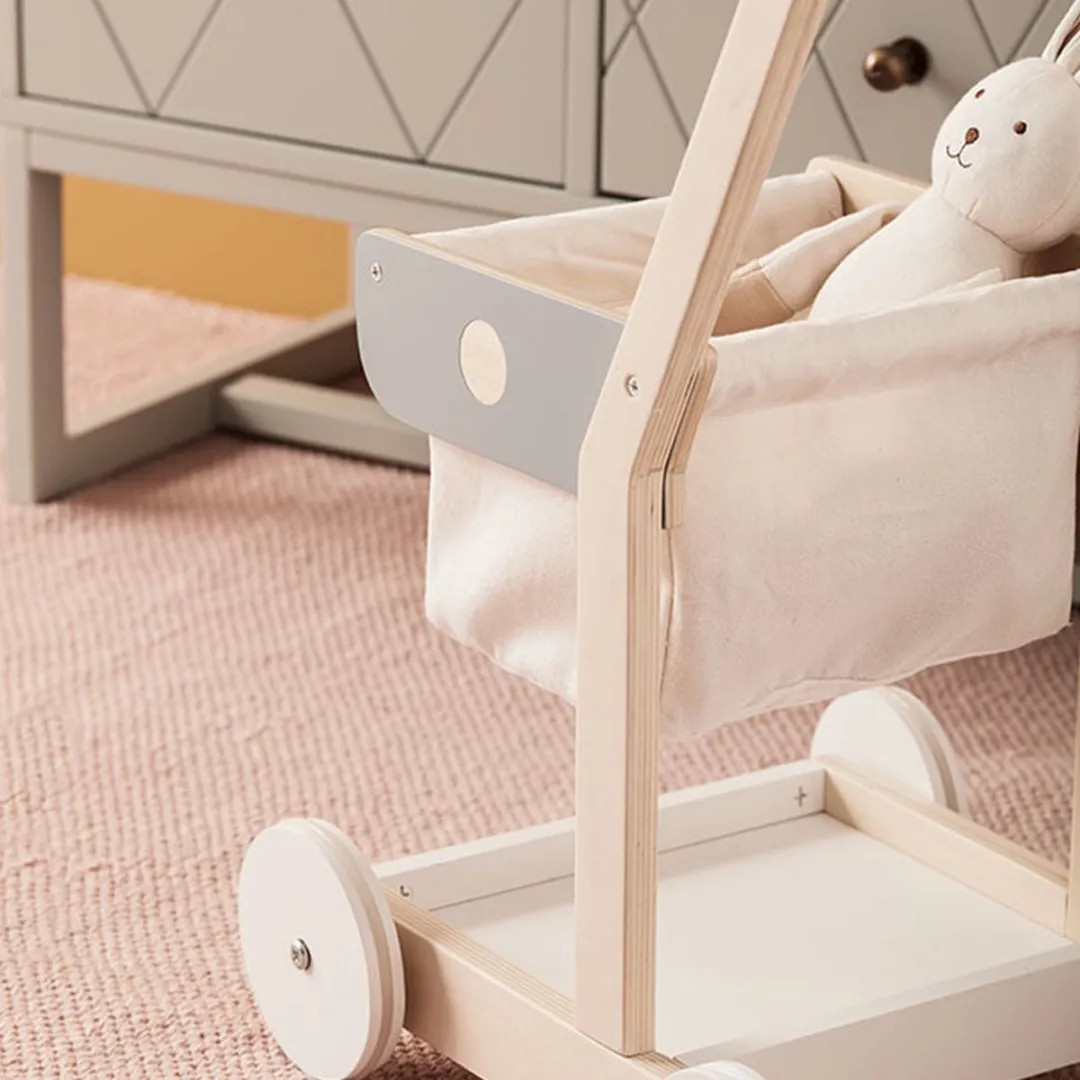 Kids Concept Houten Winkelwagen - Blauw/Grijs