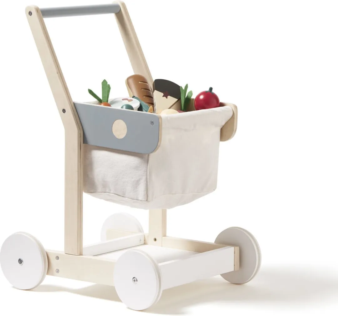 Kids Concept Houten Winkelwagen - Blauw/Grijs