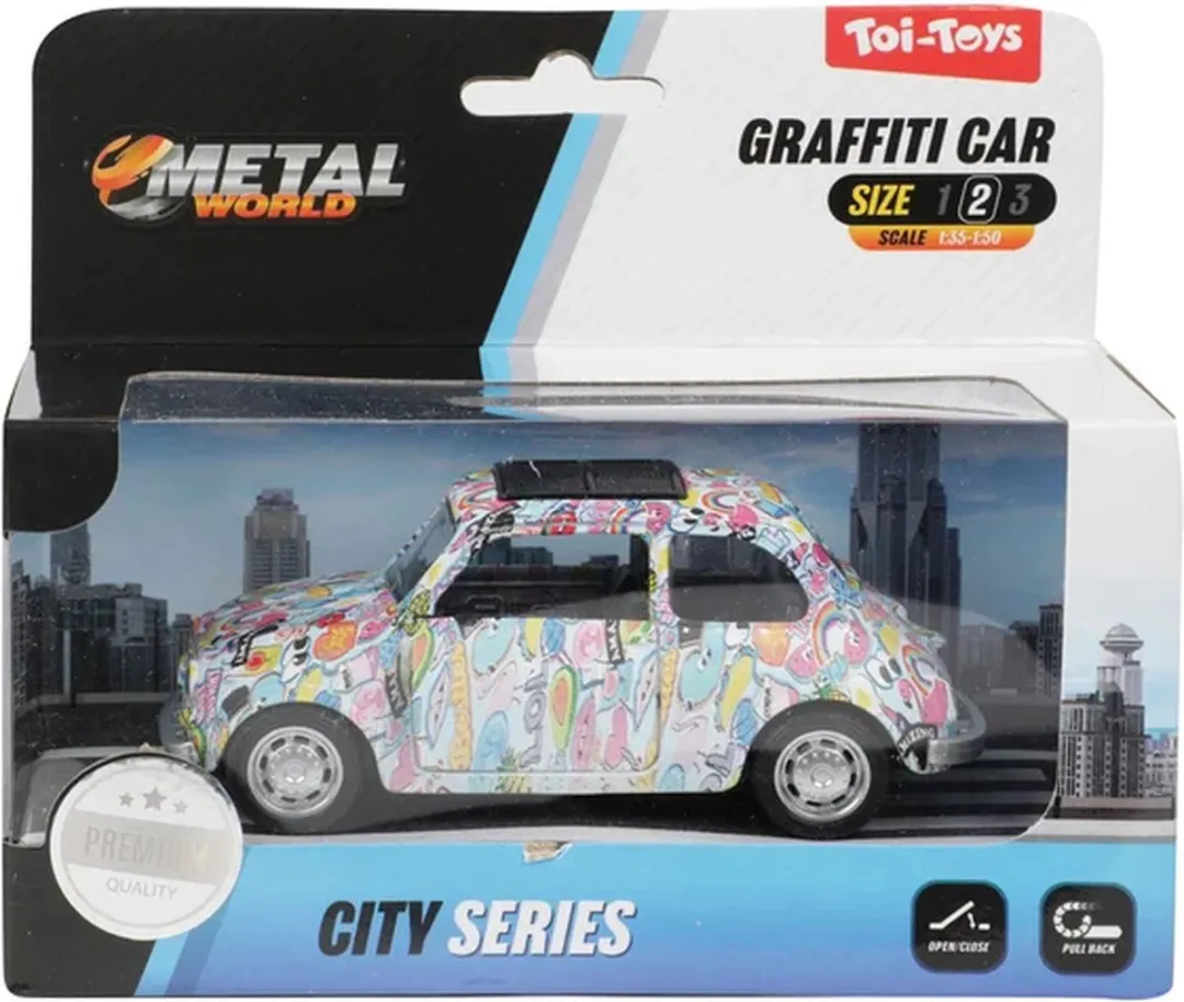 Toi-Toys Metal Pull-back Graffiti Auto 21723Z - Multikleur