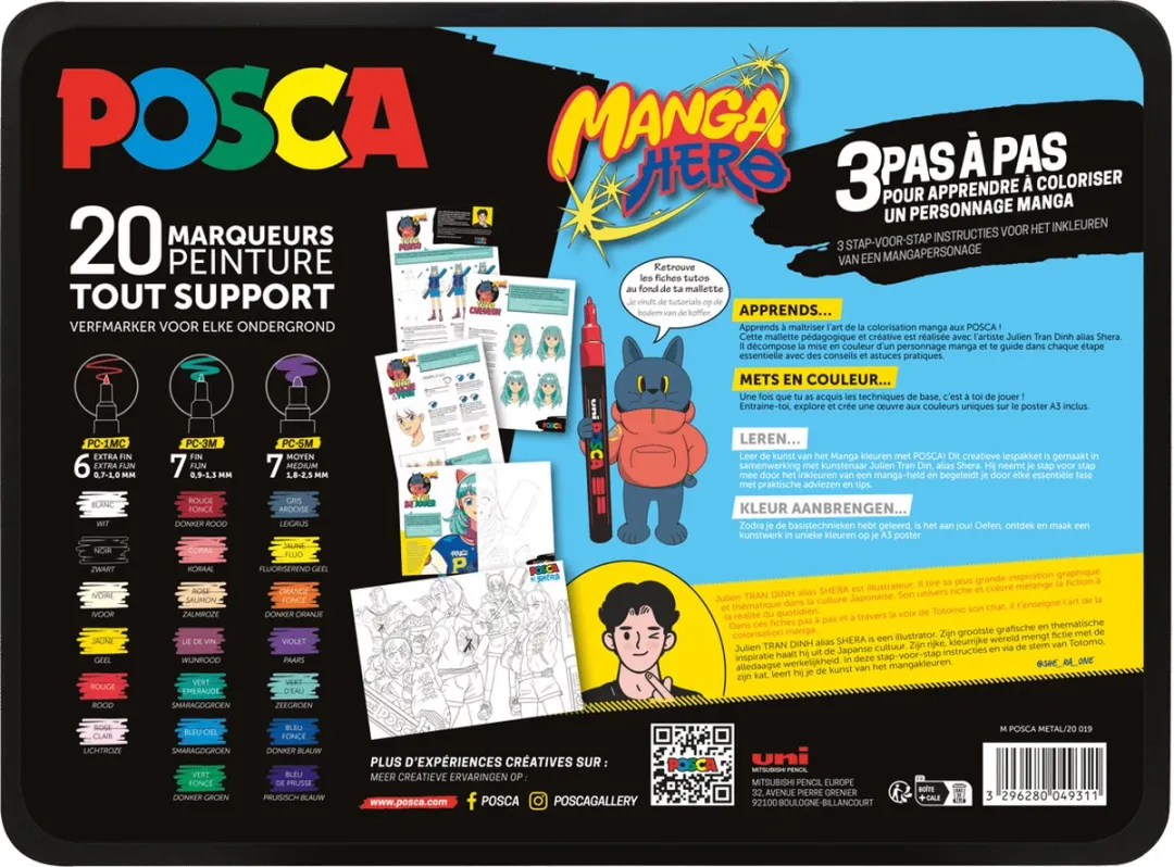 Posca Manga Hero Ass Koffer - 20 Stuks - Blauw