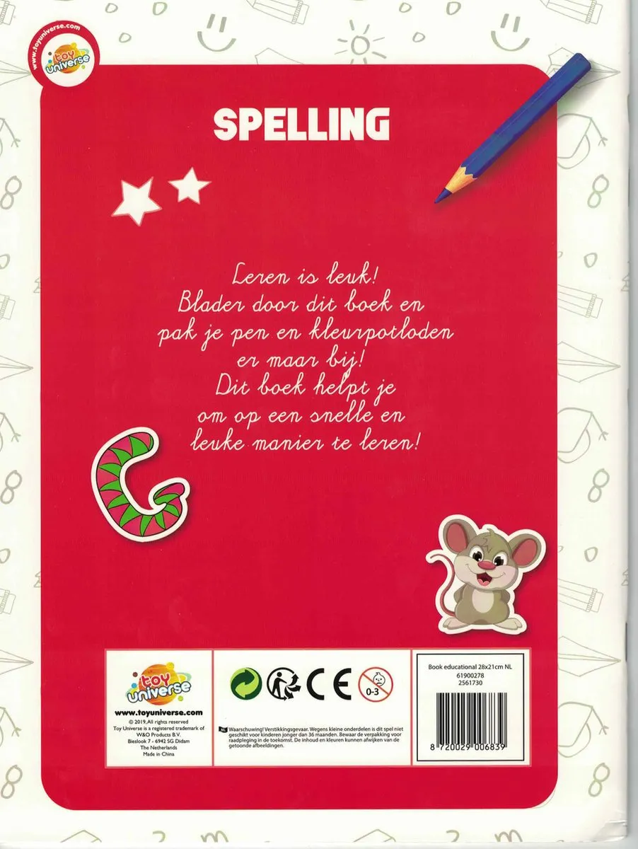 Leren Spelenderwijs spelling met plaatjes met letters kijken leuk spelling boek met stickers en achterin het boek de oplossingen