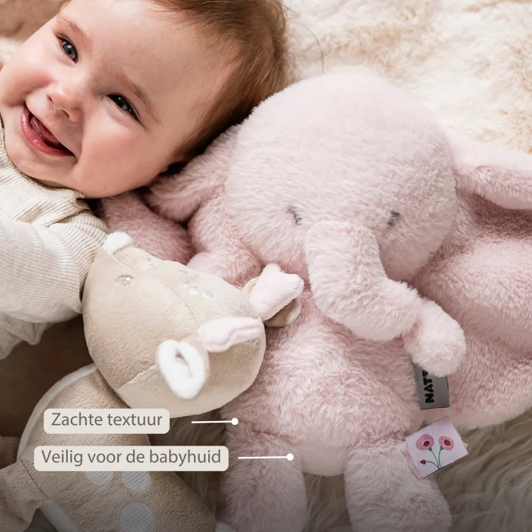 Nattou FanFan Knuffel Olifant 30cm - Roze - afbeelding 6 van 6