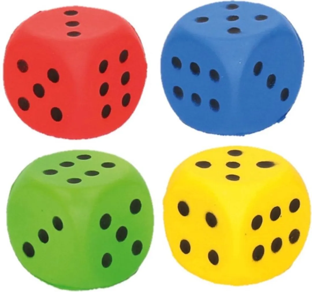 Johntoy Mini Foam Dobbelsteen Set 4 Stuks
