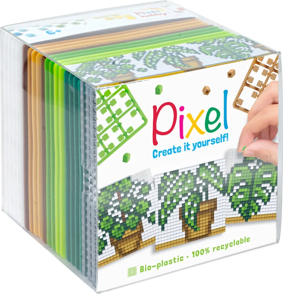 Pixelhobby Pixel Create It Yourself Kubussetje Planten 6,2x6,2cm