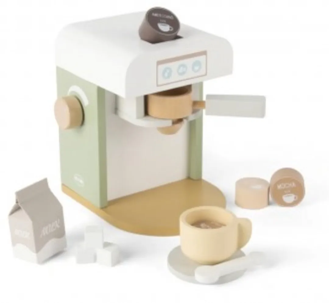 Dantoy Houten Koffiemachine XL - 13-delig - Hout Groen