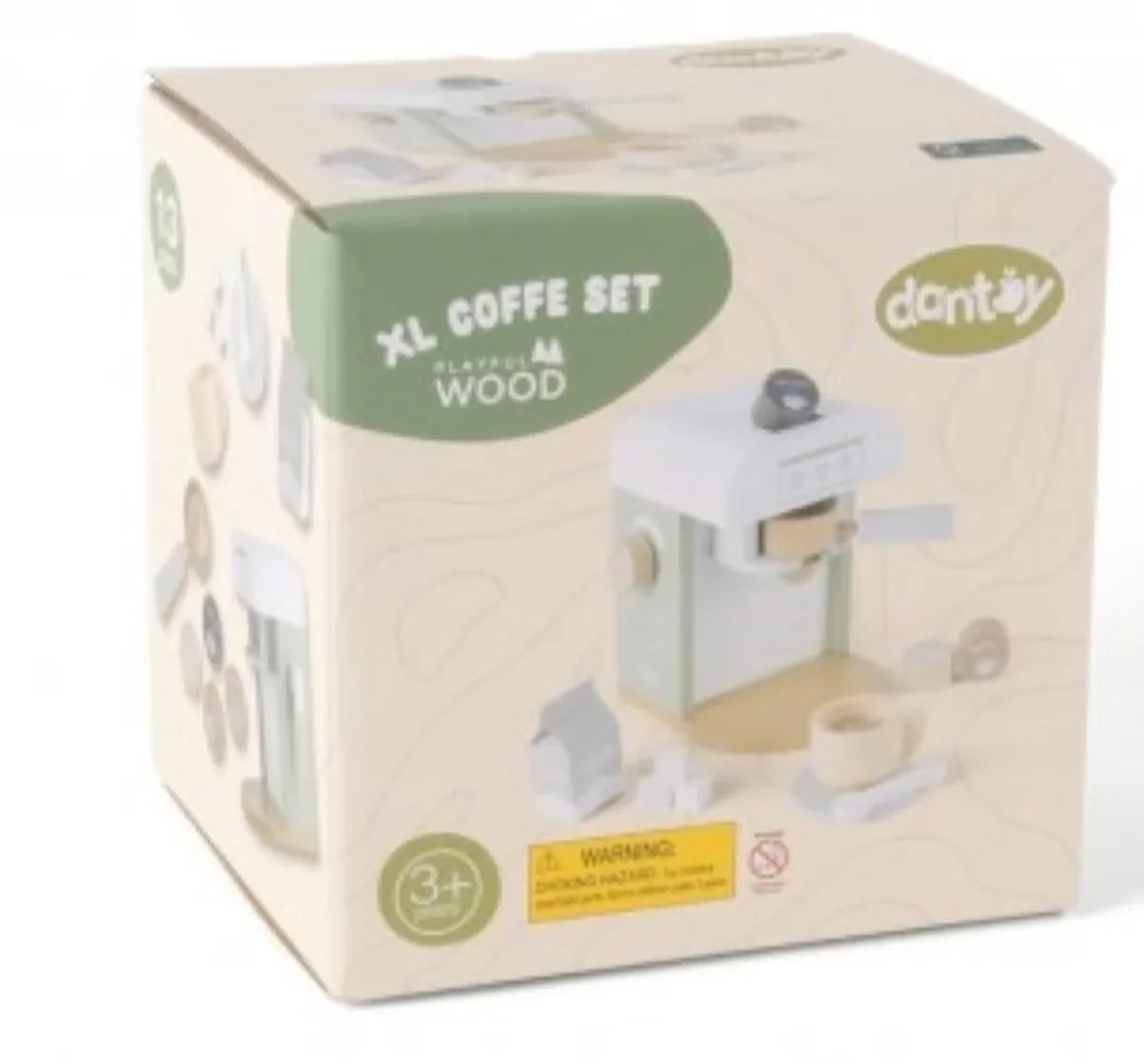 Dantoy Houten Koffiemachine XL - 13-delig - Hout Groen
