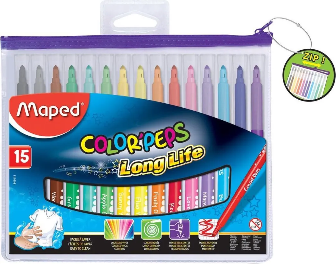 Maped Color'peps Viltstiften - 15 Stuks - Multicolor - afbeelding 6 van 6
