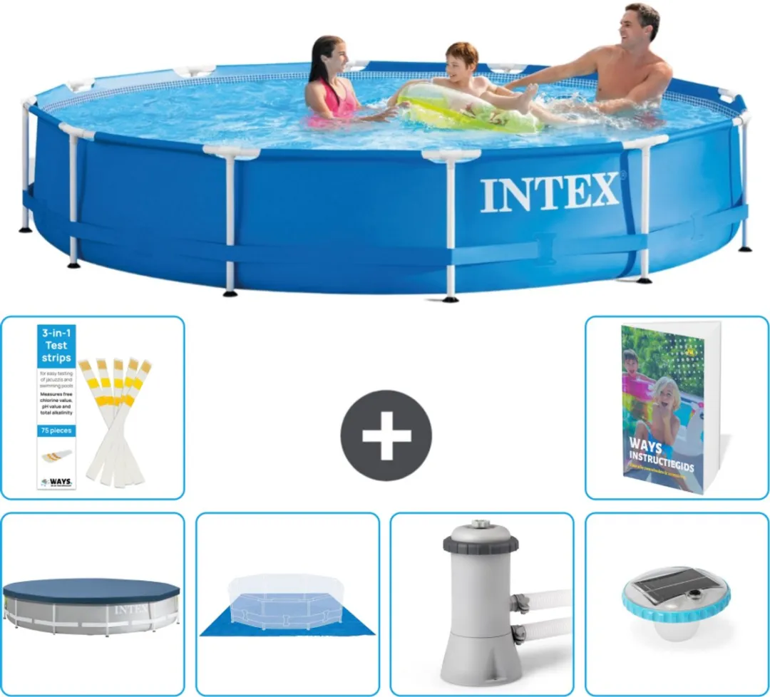 Intex 28210NP-Blauw Rond Frame Zwembad 366x76cm
