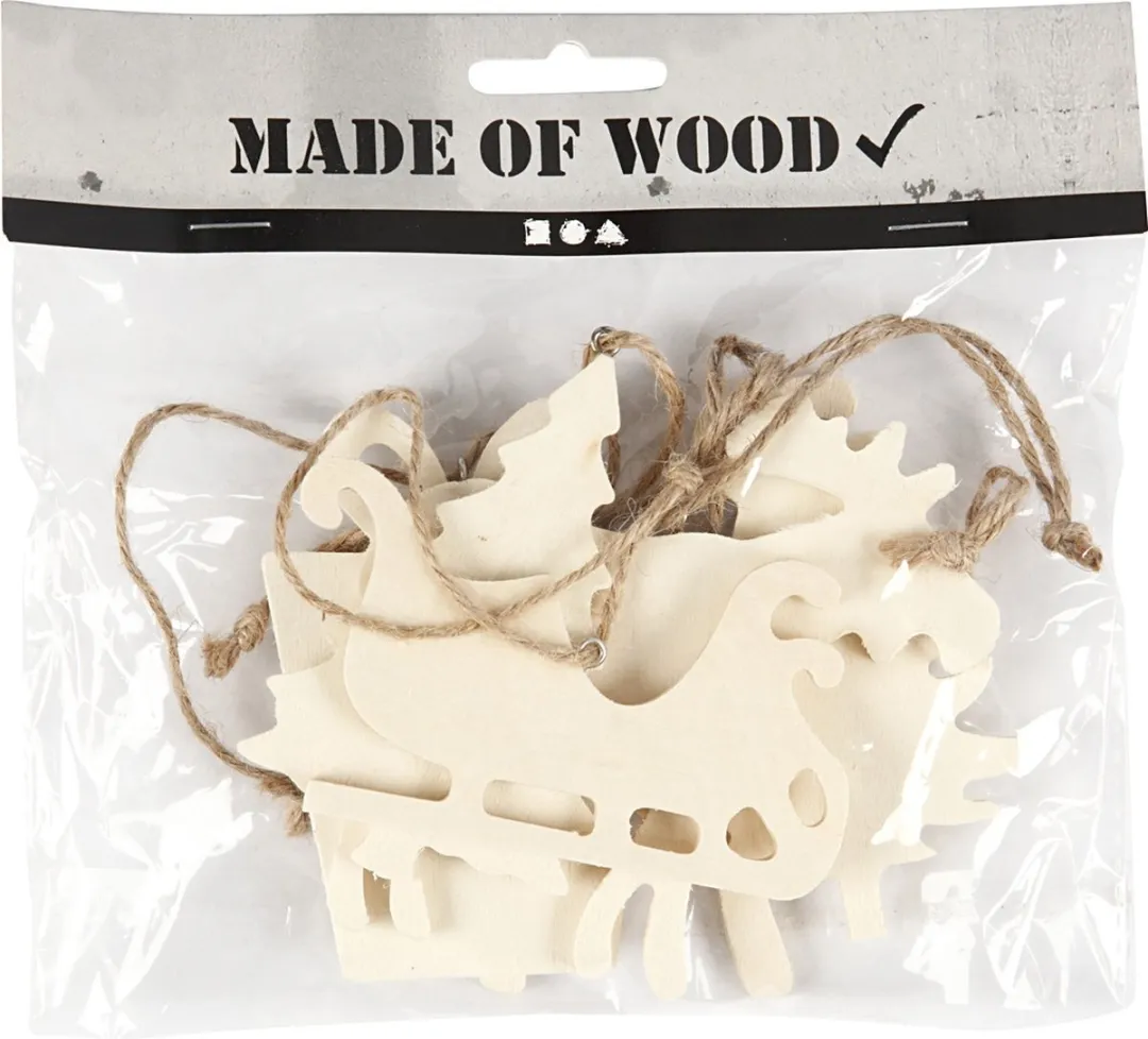 Creativ Company Houten Kerstornamenten - 6 Stuks