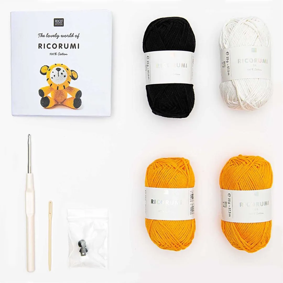 Rico Design Puppies Tiger Haakpakket - 4 Kluwens 25g + Accessoires