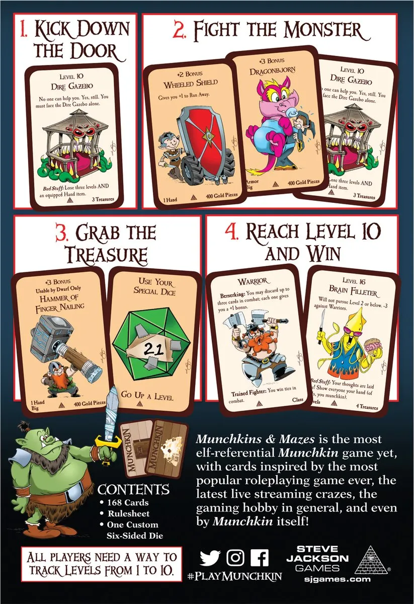 Steve Jackson Games Munchkins & Mazes Kaartspel - 3-6 Spelers