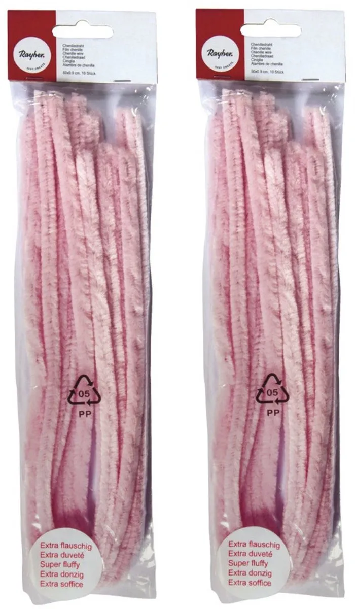 Rayher Chenilledraad Roze 20 Stuks - 50cm