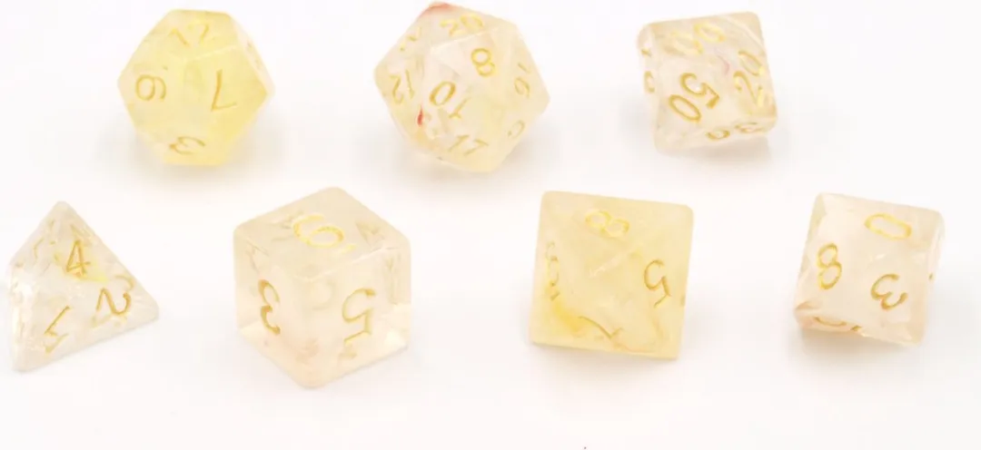 HOT Games Swirl Dobbelstenen 7-delig - Geel