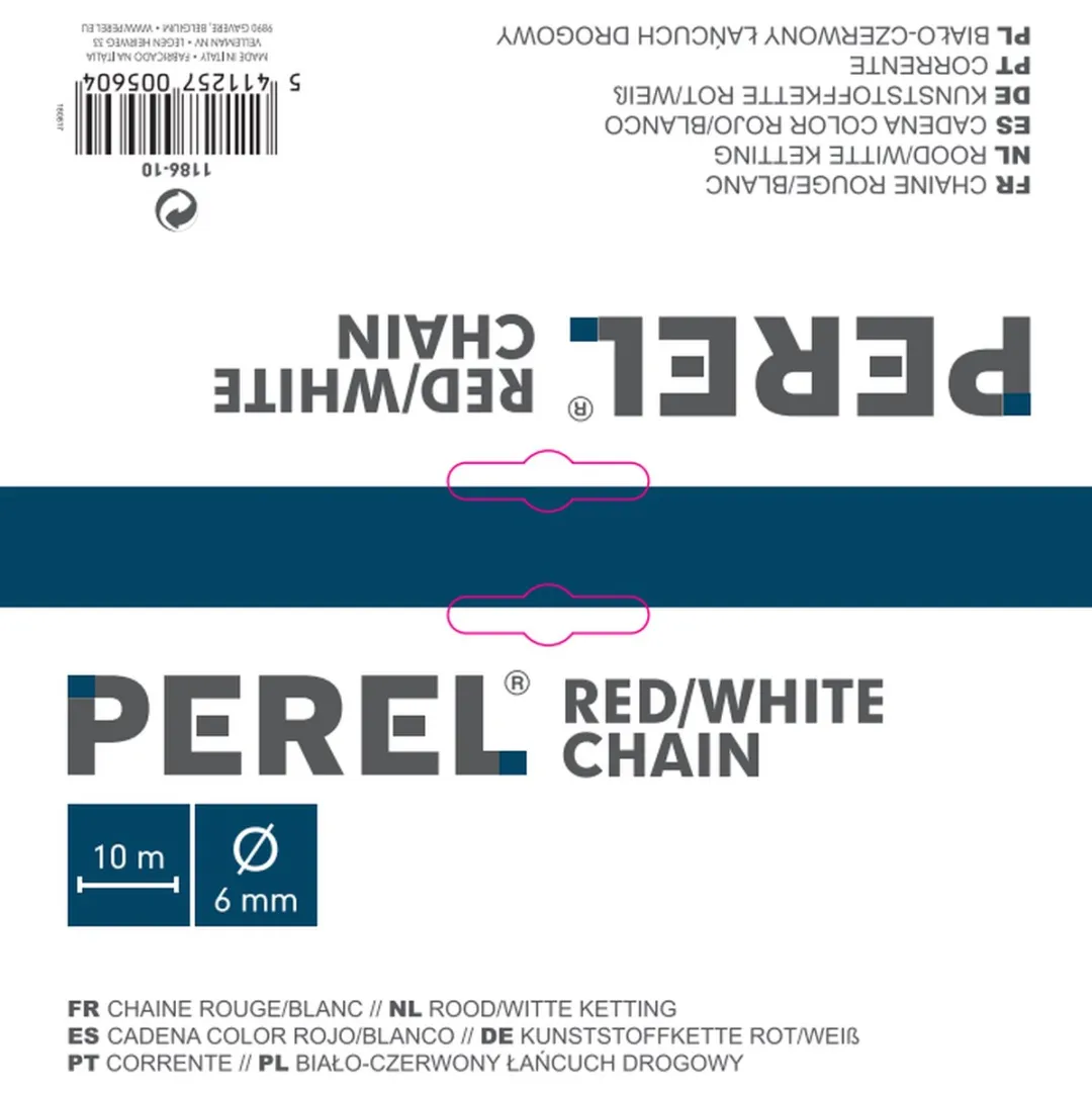 Perel Afzetketting 10m Rood/Wit - 6mm