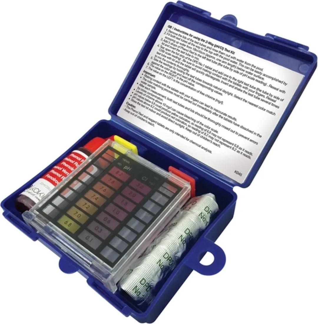 Tweedelige test kit (Ph/Cl) 20Cc Phenol + 20 stuks DPD
