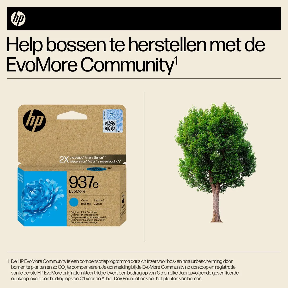 HP 937e EvoMore Cyaan Inktcartridge 1650 pagina's - XL