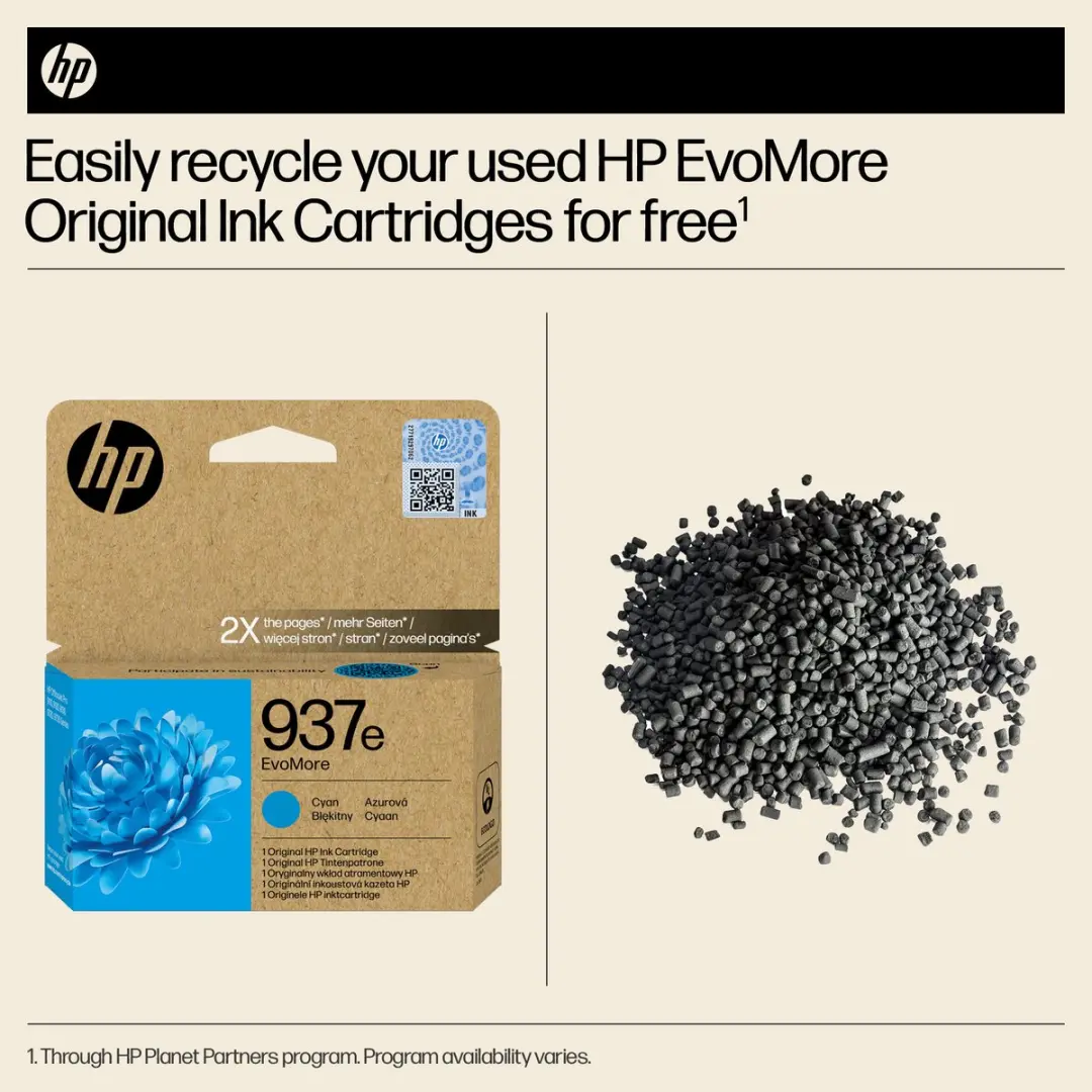 HP 937e EvoMore Cyaan Inktcartridge 1650 pagina's - XL