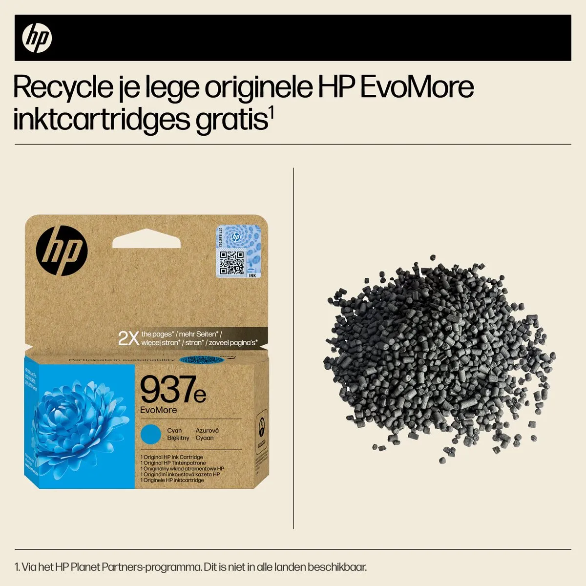 HP 937e EvoMore Cyaan Inktcartridge 1650 pagina's - XL