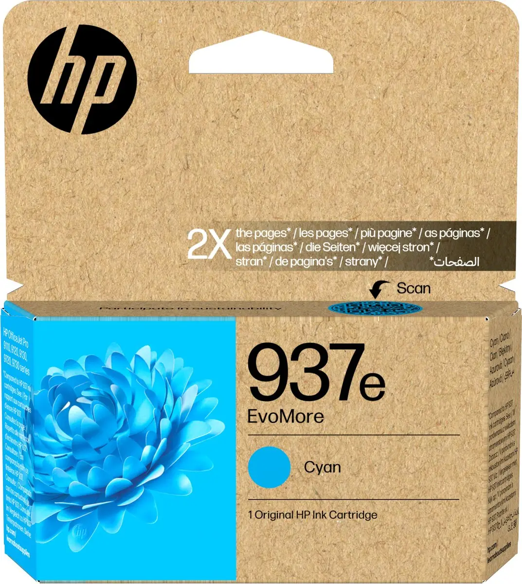 HP 937e EvoMore Cyaan Inktcartridge 1650 pagina's - XL