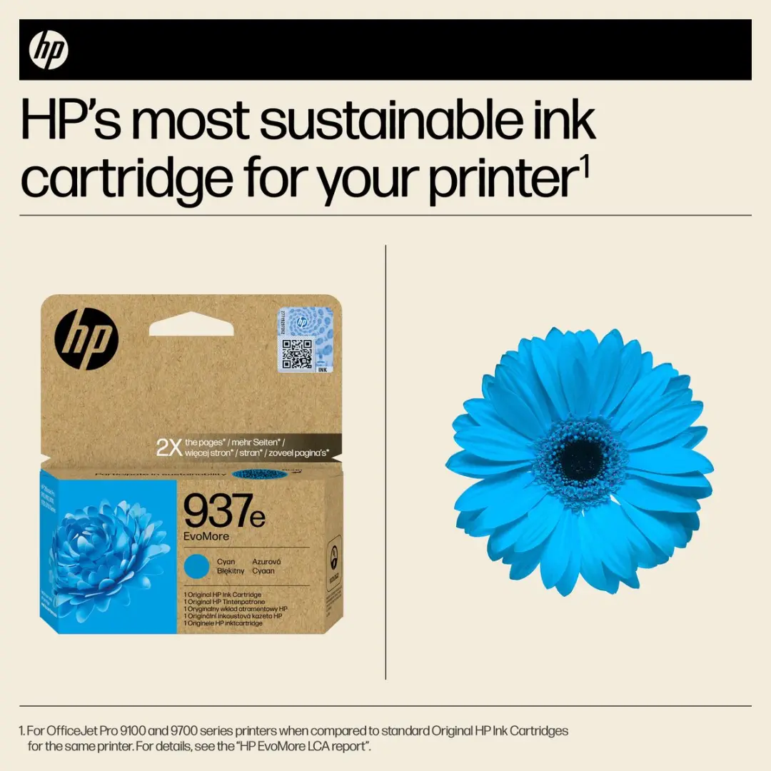 HP 937e EvoMore Cyaan Inktcartridge 1650 pagina's - XL - afbeelding 6 van 6