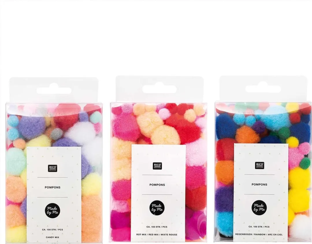 Rico Design Made by Me Pompons - 100 Stuks Pastel Mix