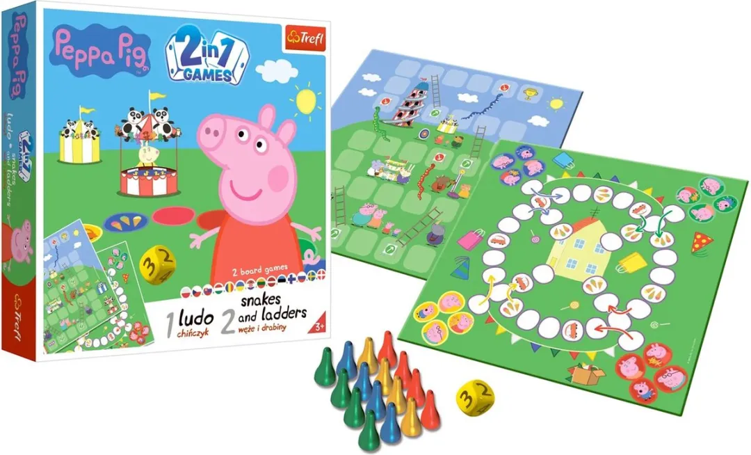Trefl Peppa Pig 2-in-1 Ludo & Slangen en Ladders Bordspel - 2+ spelers