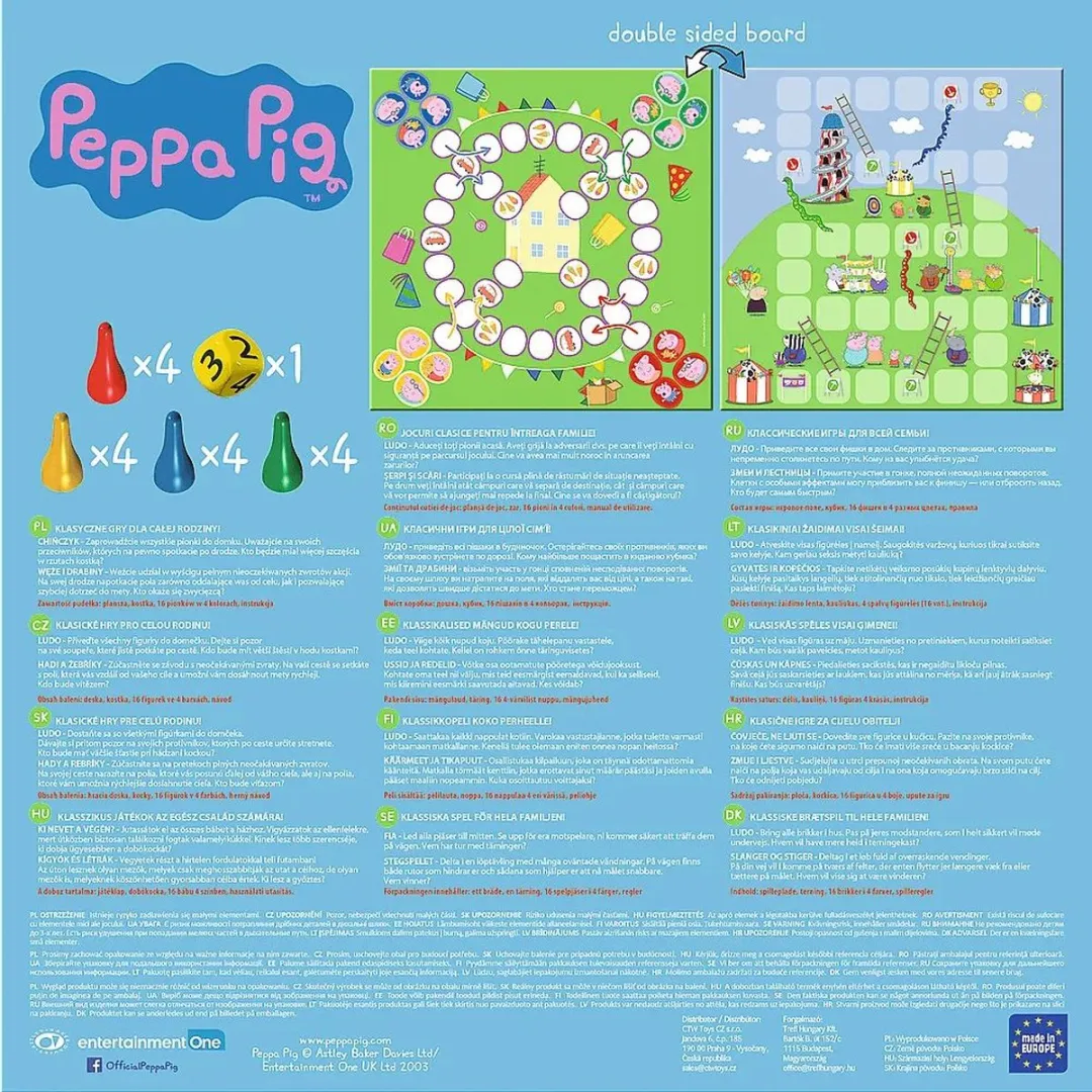 Trefl Peppa Pig 2-in-1 Ludo & Slangen en Ladders Bordspel - 2+ spelers