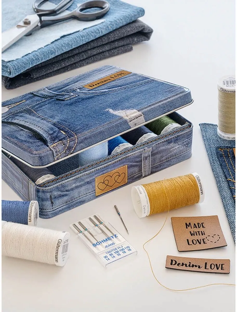 Gutermann Denim Box - 12x100m + 5 naalden + 3 labels