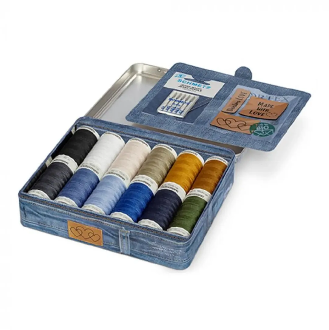 Gutermann Denim Box - 12x100m + 5 naalden + 3 labels