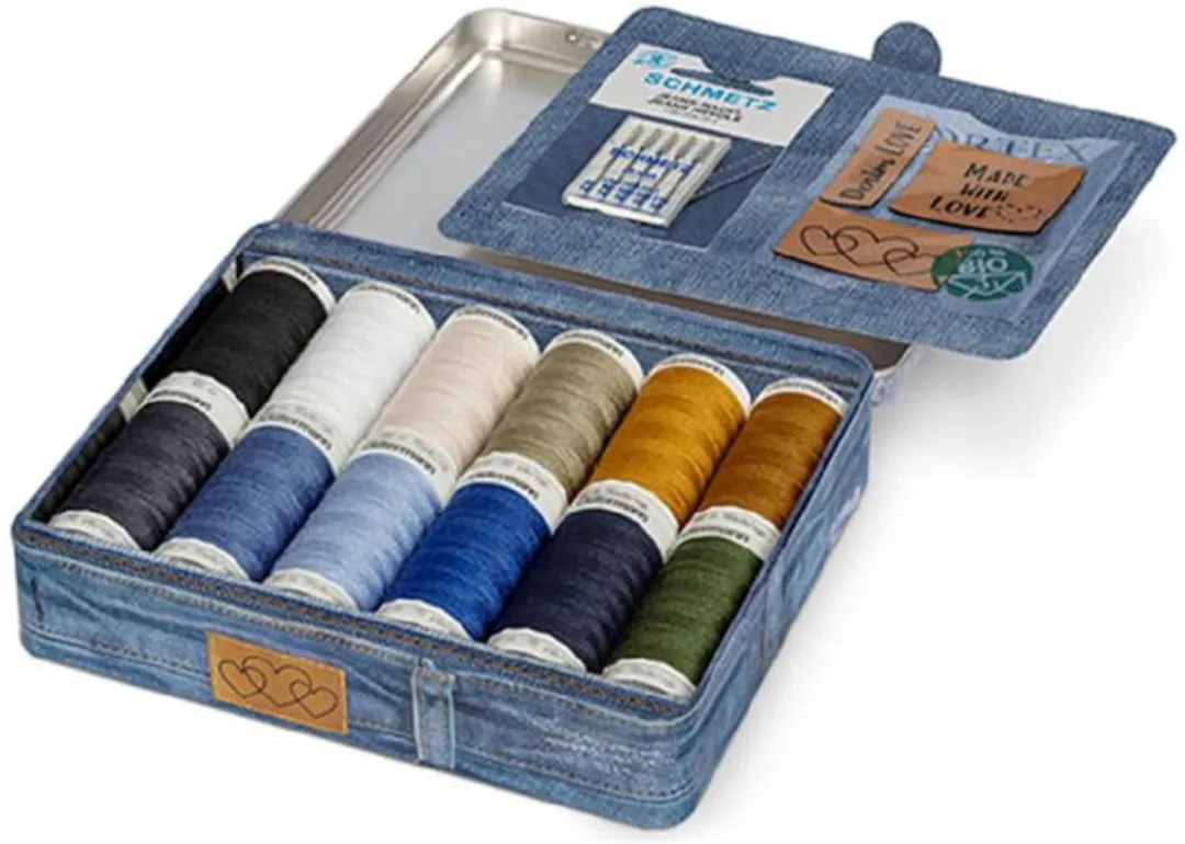 Gutermann Denim Box - 12x100m + 5 naalden + 3 labels