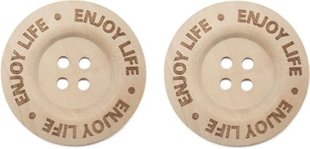 Durable Houten Knopen Enjoy Life 40mm