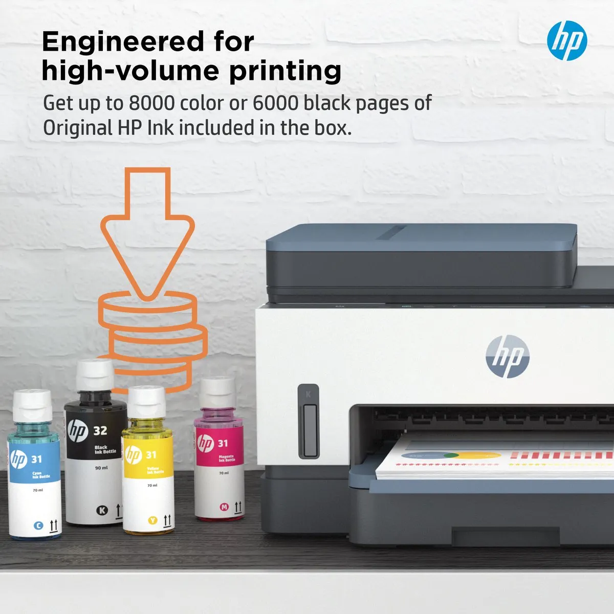 HP Smart Tank 7308 All-in-One Printer - 250 Vel - 4 Kleuren - Blauw/Wit