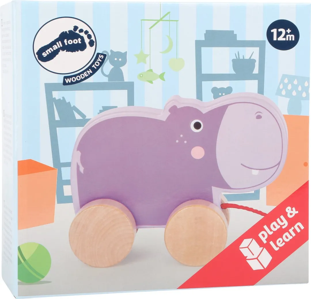 Small Foot Houten Trekdier Nijlpaard 15cm - Paars