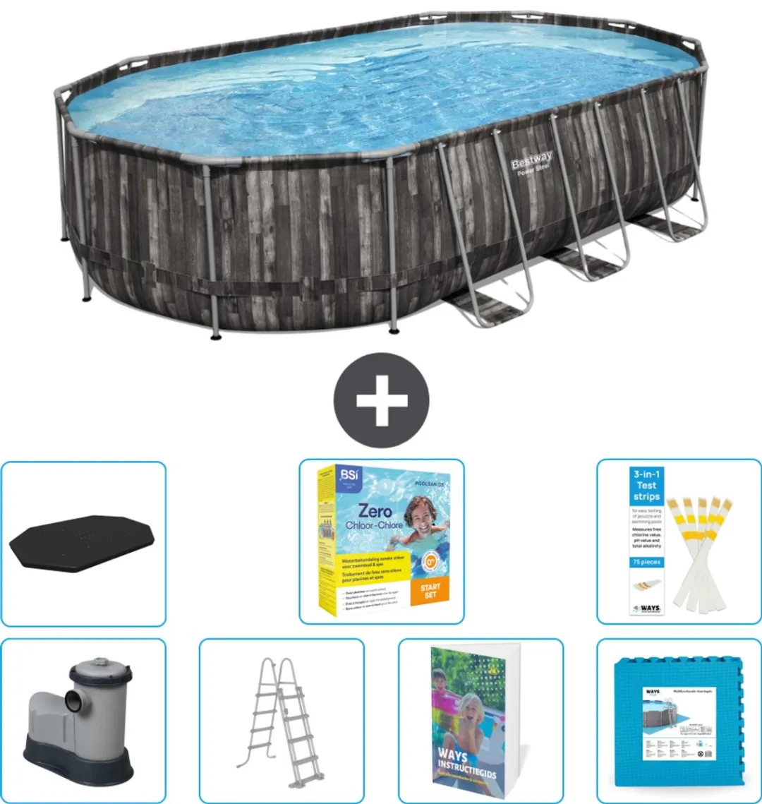 Bestway Ovaal Power Steel Zwembad 610x366x122cm