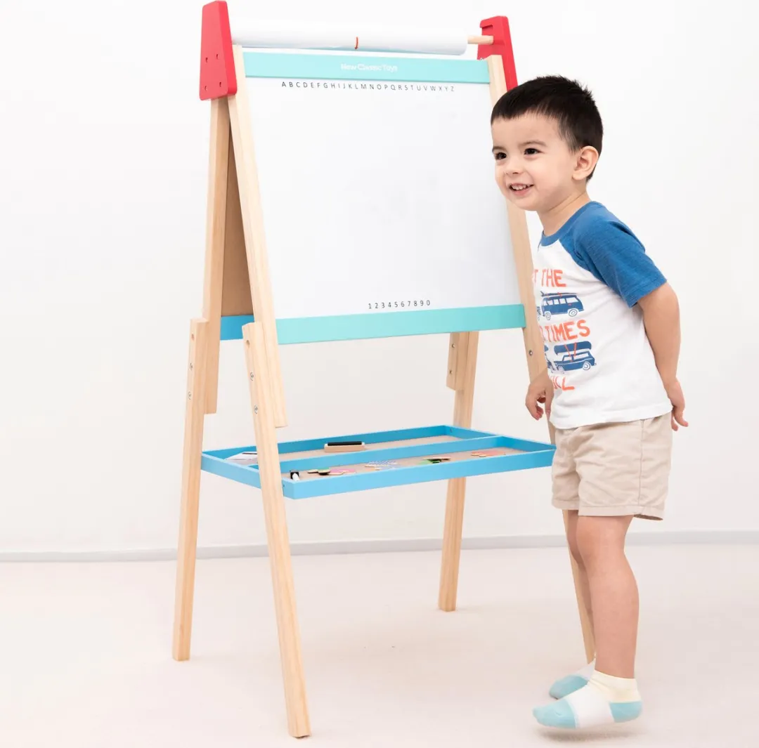 New Classic Toys Schoolbord Magnetisch Blauw - Inclusief accessoires