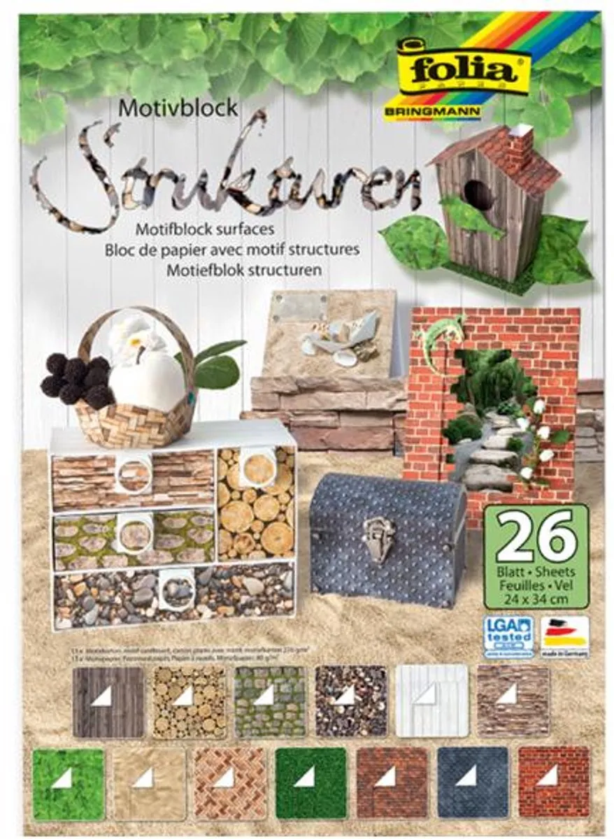 Folia Knutselkarton Multicolor Motiefpapier Blok 26 Vel